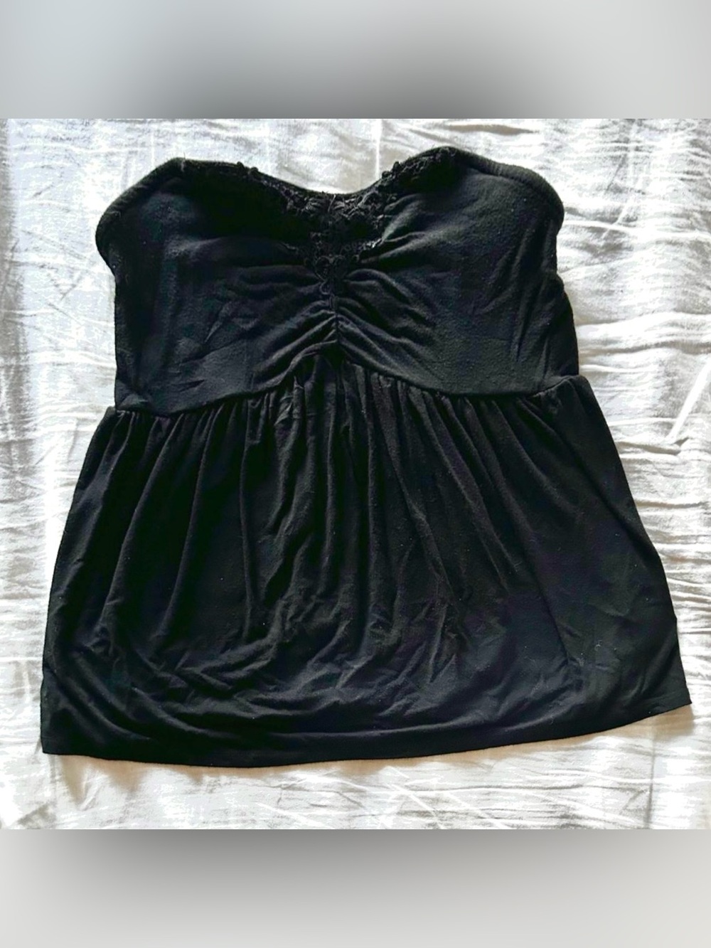 Women's Black Strapless Babydoll Tube Top